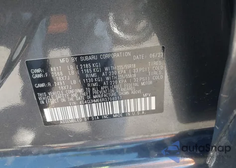 2024 Subaru Crosstrek Limited z USA, uszkodzony, nr VIN 4S4GUHM66R3708017